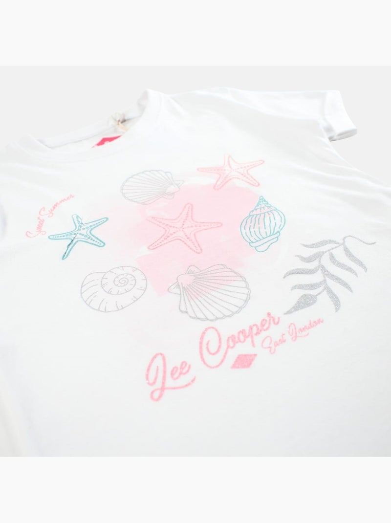 Lee Cooper - T-shirt manga curta  menina Branco - Kiabi