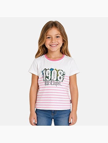 Lee Cooper - T-shirt manga curta menina com padrão