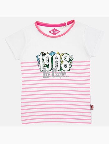 Lee Cooper - T-shirt manga curta menina com padrão