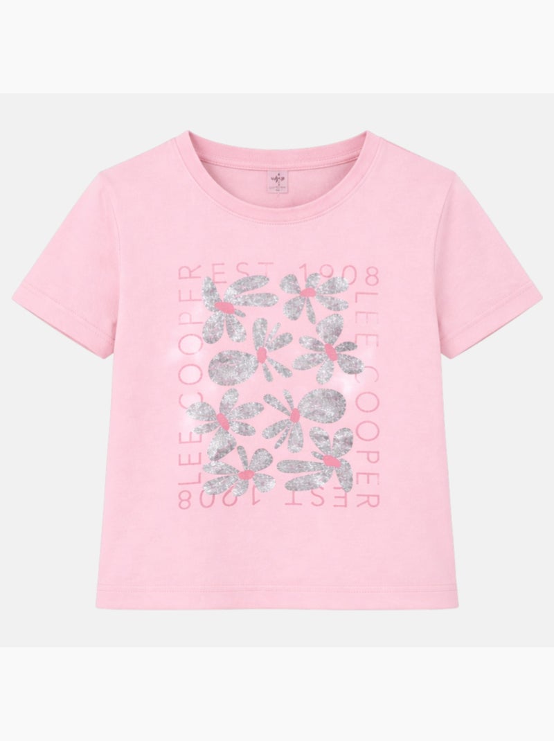 Lee Cooper - T-shirt manga curta  menina Rosa-claro - Kiabi