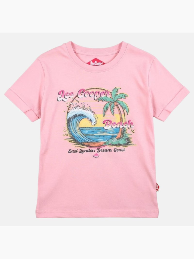 Lee Cooper - T-shirt manga curta  menina Rosa-claro - Kiabi