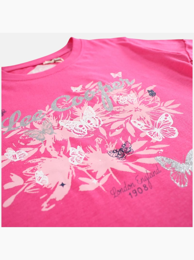 Lee Cooper - T-shirt manga curta  menina Rosa-fúcsia - Kiabi