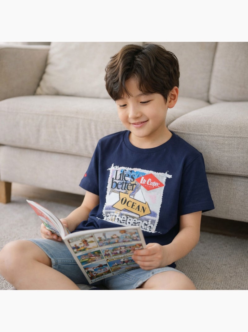 Lee Cooper - T-shirt manga curta  menino Azul-marinho - Kiabi