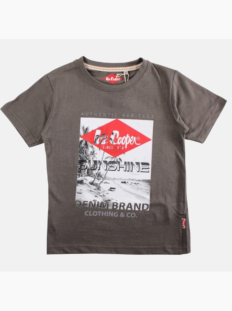 Lee Cooper - T-shirt manga curta  menino Cinza antracite - Kiabi