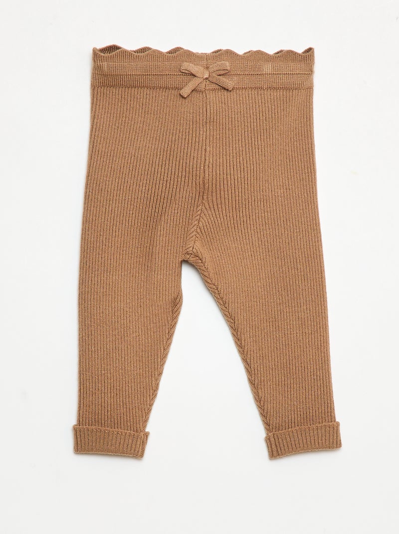 Legging canelado com laço fantasia Castanho - Kiabi