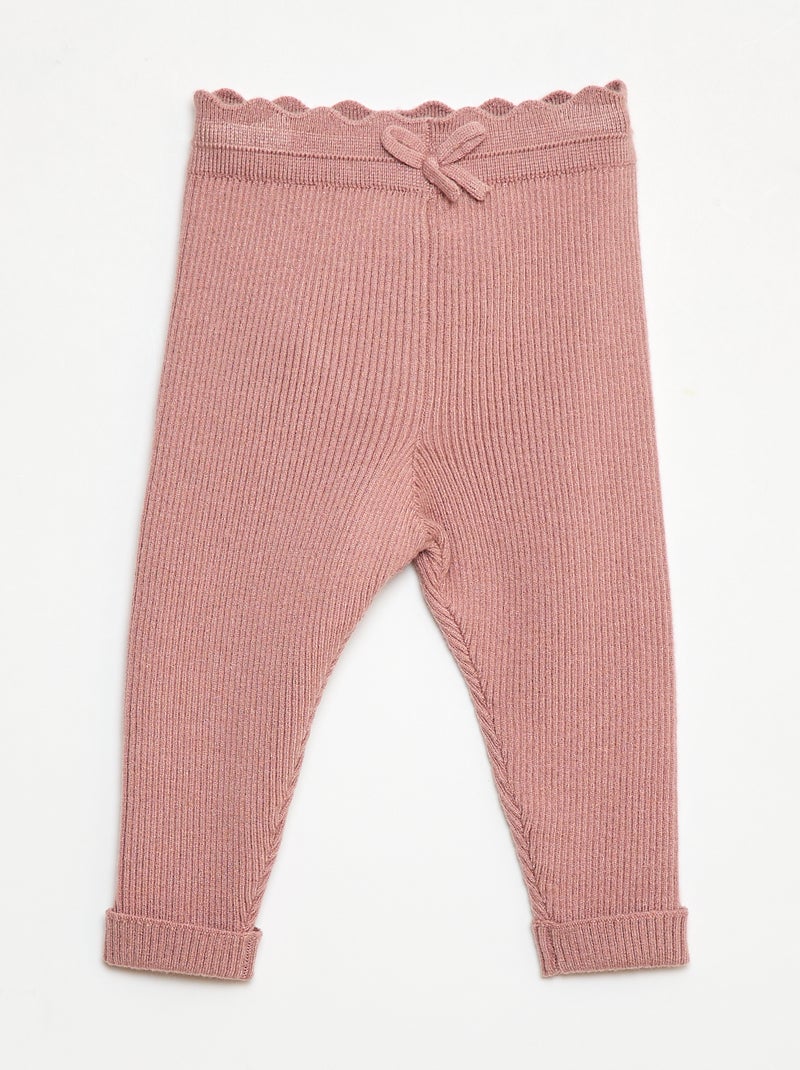 Legging canelado com laço fantasia Rosa - Kiabi