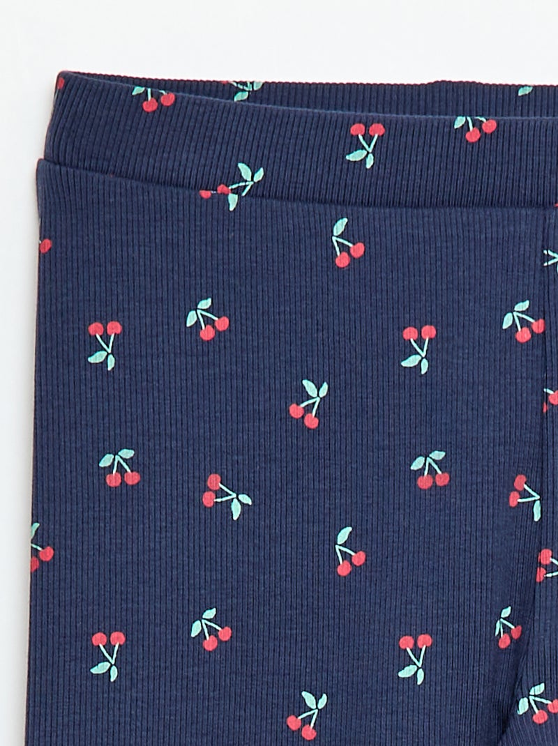 Legging canelado com padrão Azul - Kiabi