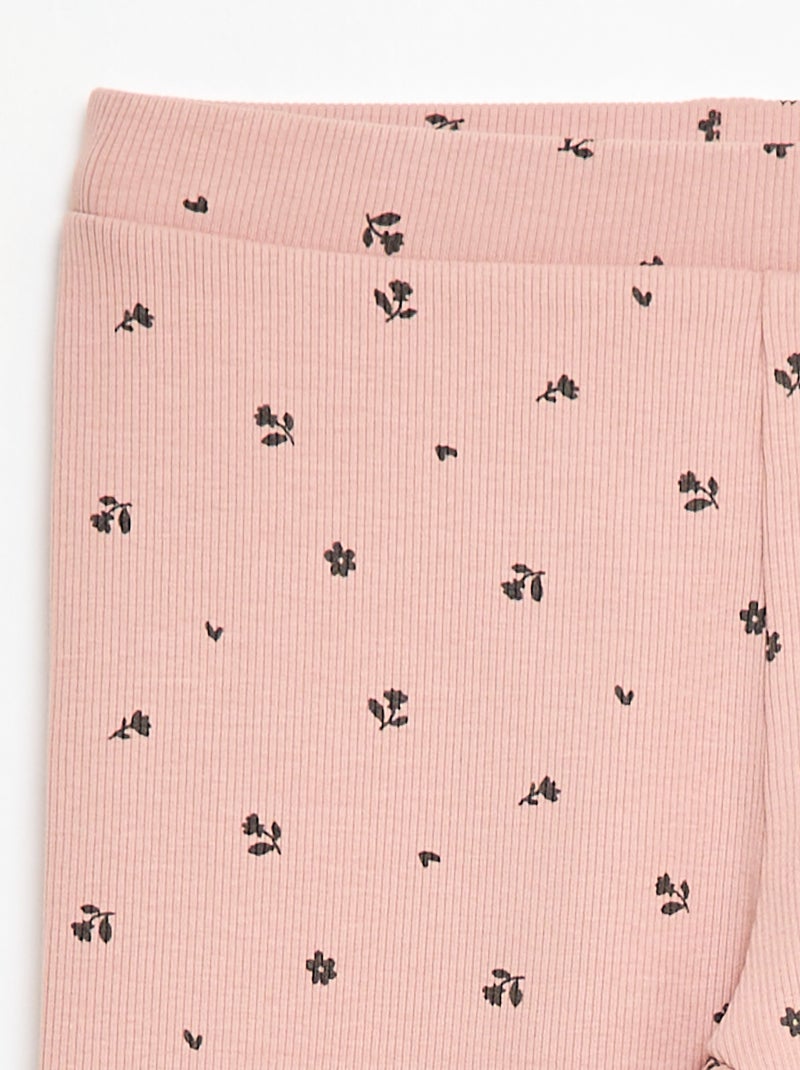 Legging canelado com padrão Rosa - Kiabi