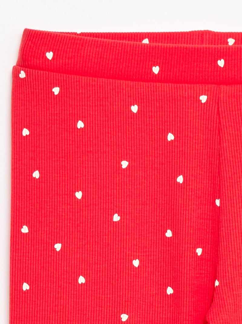 Legging canelado com padrão Vermelho - Kiabi