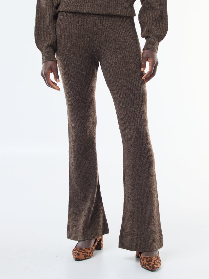 Legging canelado em material macio Castanho - Kiabi