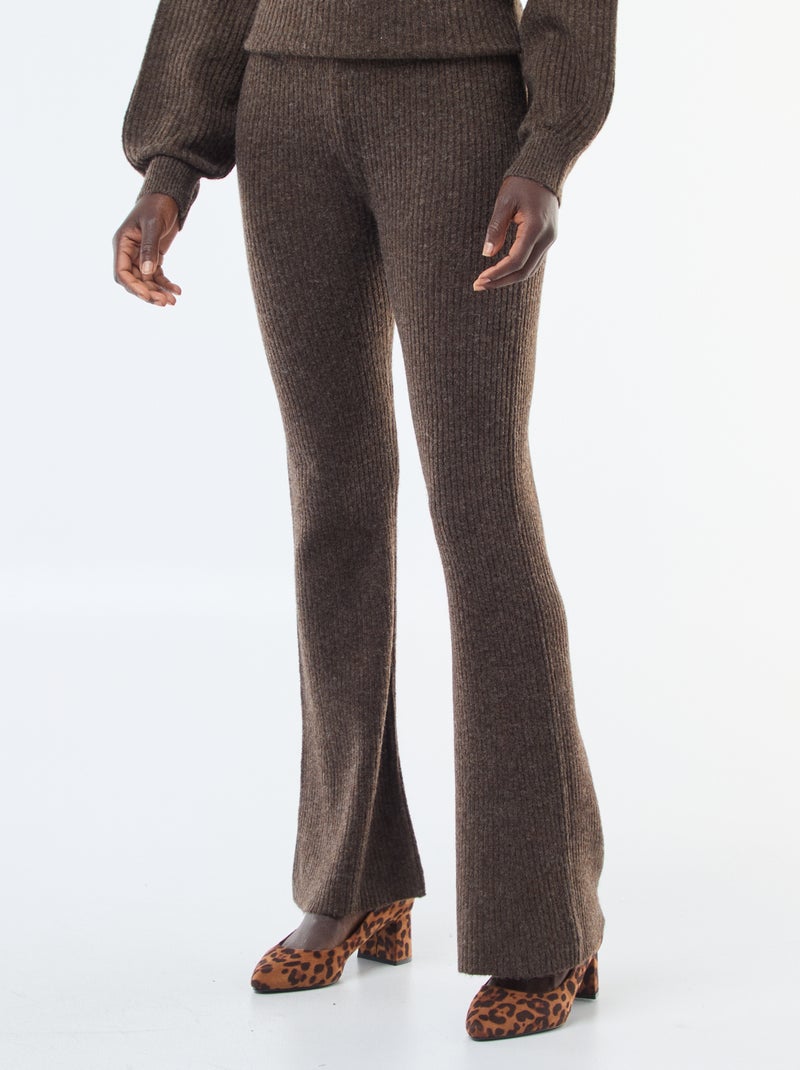 Legging canelado em material macio Castanho - Kiabi