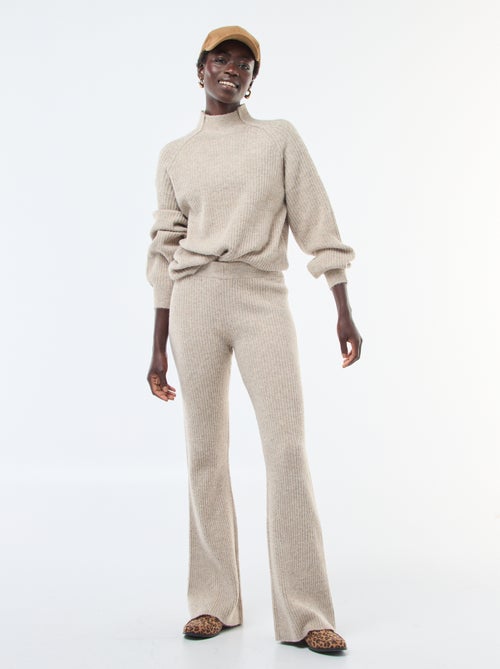 Legging canelado em material suave - Kiabi