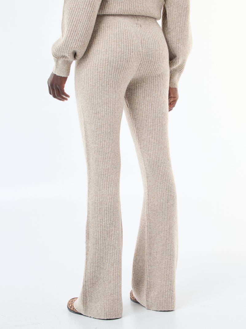 Legging canelado em material suave Bege - Kiabi