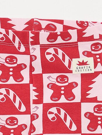 Legging com estampado de Natal integral em jersey de algodão