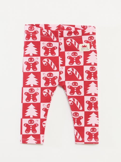 Legging com estampado de Natal integral em jersey de algodão - Kiabi