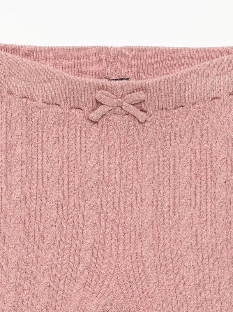 Legging com laço e tranças Rosa - Kiabi