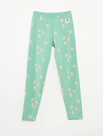 Leggings com padrão integral de Natal em algodão