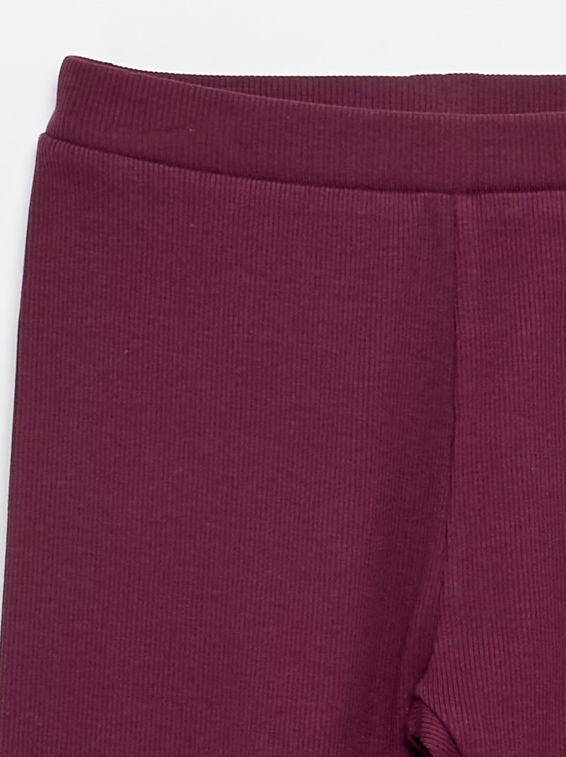 Legging comprido canelado liso Rosa - Kiabi