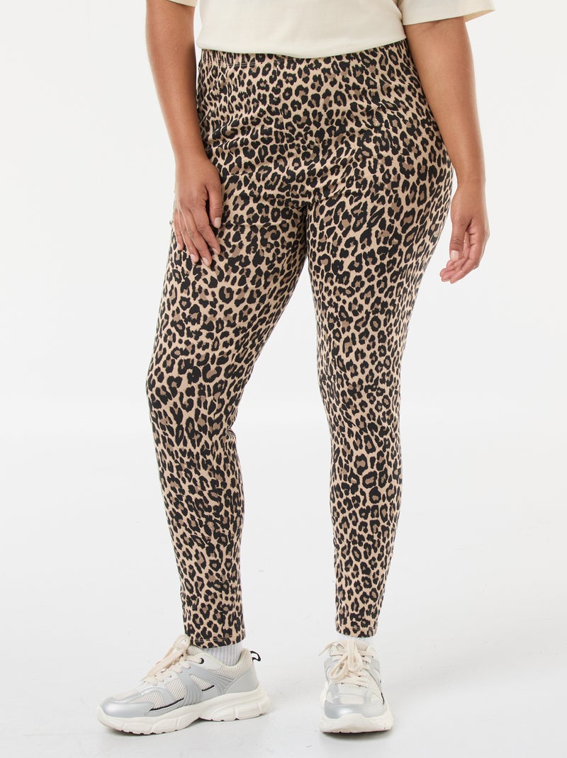 Legging comprido com estampado de leopardo Bege - Kiabi