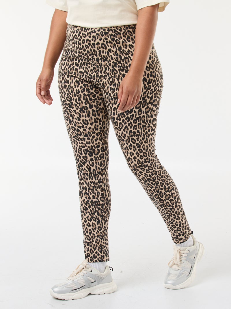 Legging comprido com estampado de leopardo Bege - Kiabi