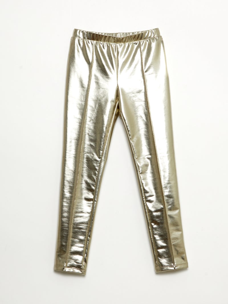 Legging comprido em imitação de couro Bege - Kiabi