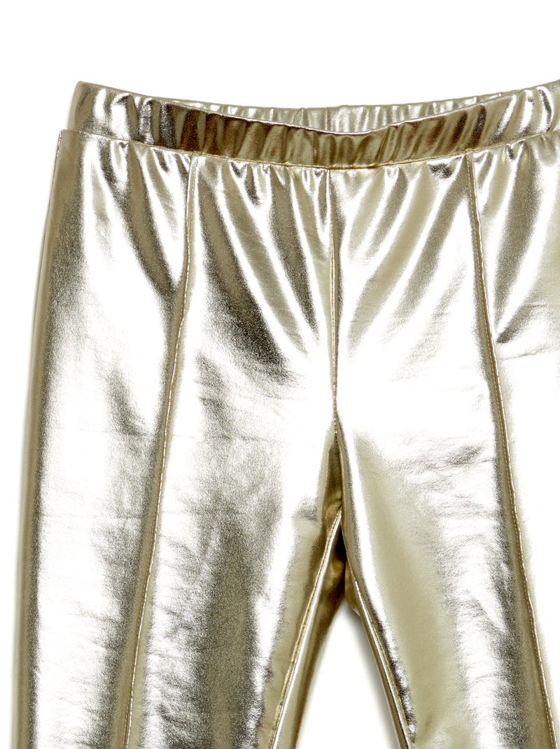 Legging comprido em imitação de couro Bege - Kiabi