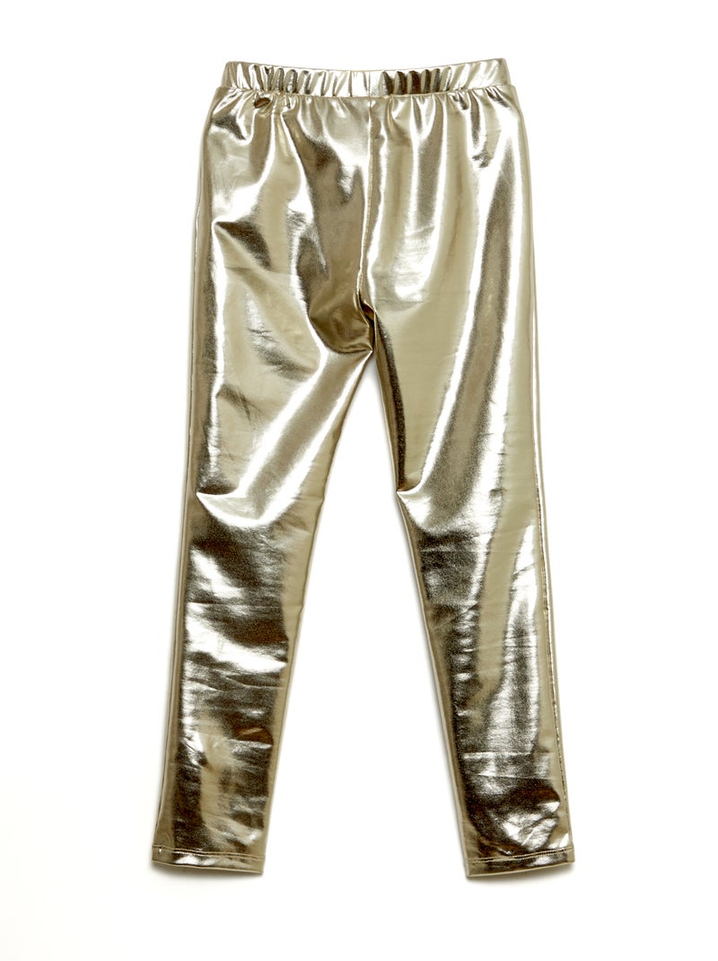 Legging comprido em imitação de couro Bege - Kiabi