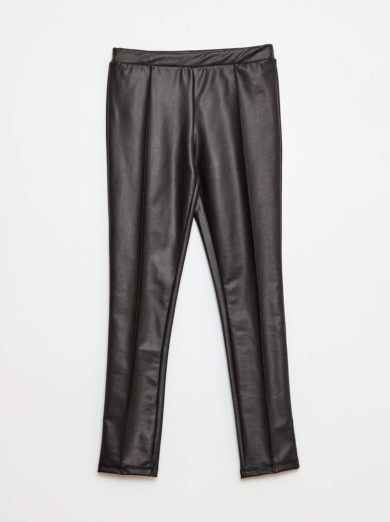 Legging comprido em imitação de couro Preto - Kiabi