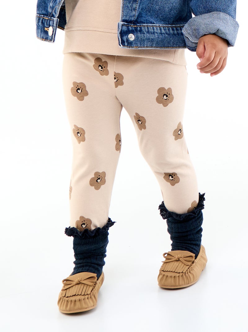 Legging comprido estampado Bege - Kiabi