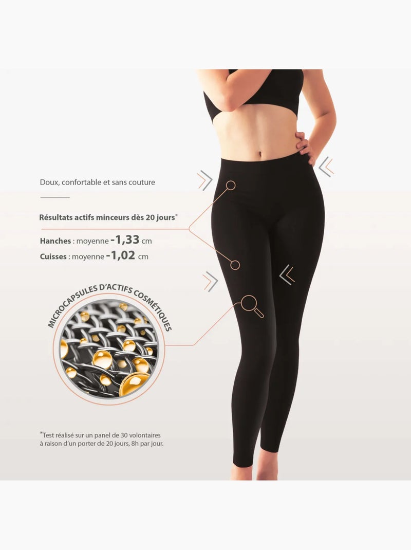 Legging confortável com ativos emagrecedores Preto - Kiabi