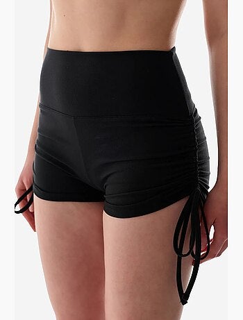 Legging curto de cintura alta com franzido e laço penti