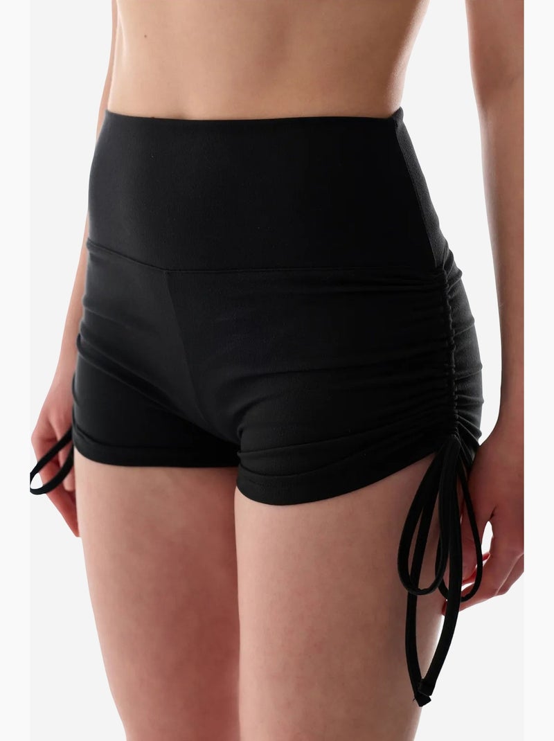 Legging curto de cintura alta com franzido e laço penti Preto - Kiabi