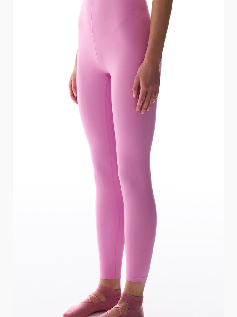 Legging de cintura alta, corte em v, suporte médio penti Rosa-fluo/Solinotes - Kiabi