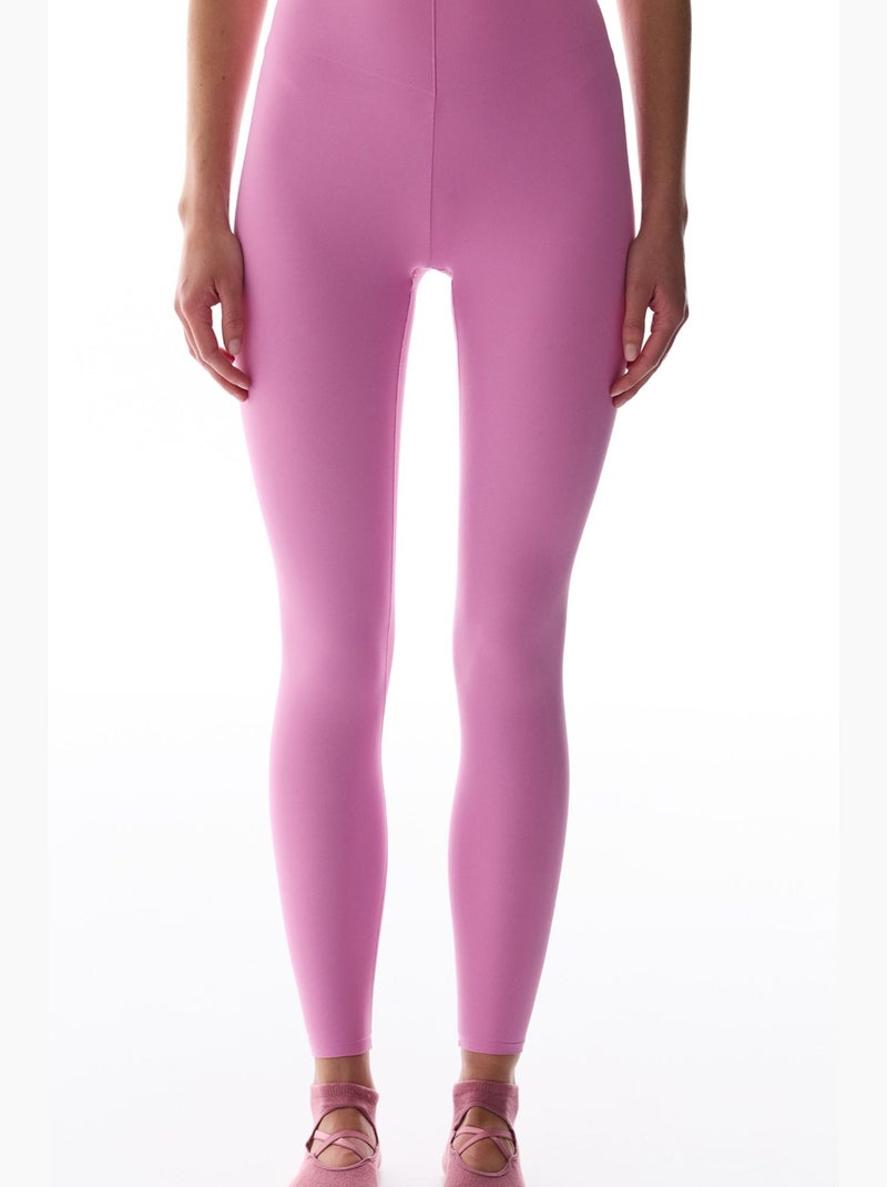 Legging de cintura alta, corte em v, suporte médio penti Rosa-fluo/Solinotes - Kiabi