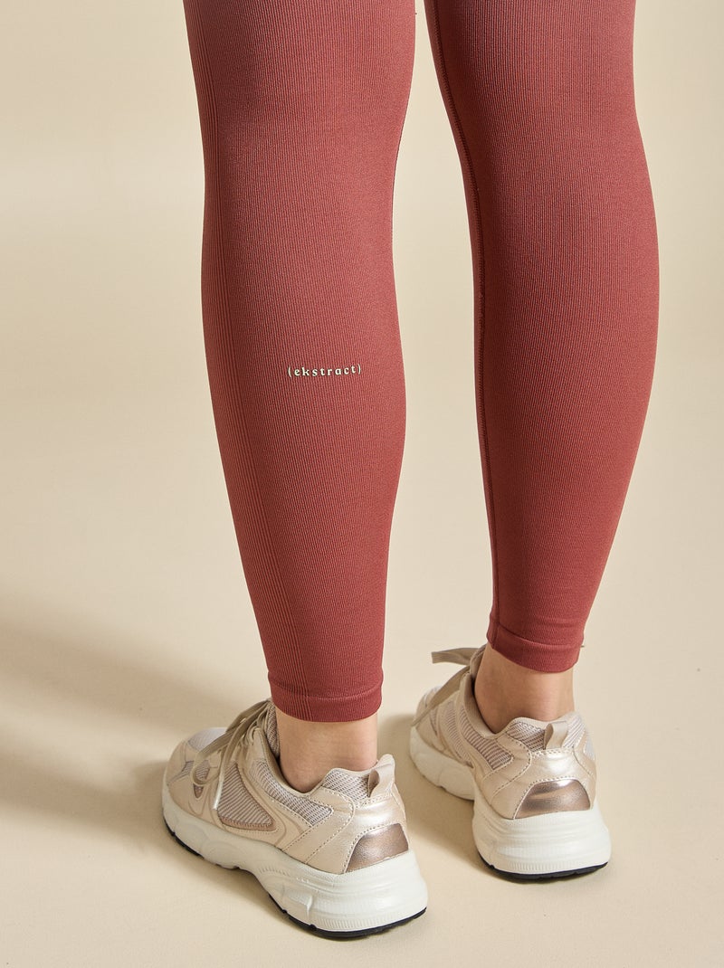 Legging de desporto em rib sem costuras - (ekstract) Castanho - Kiabi