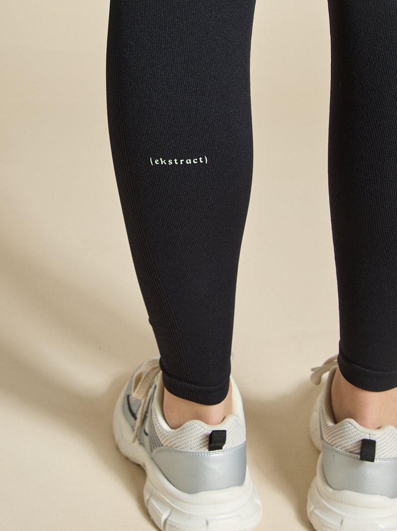 Legging de desporto em rib sem costuras - (ekstract) Preto - Kiabi