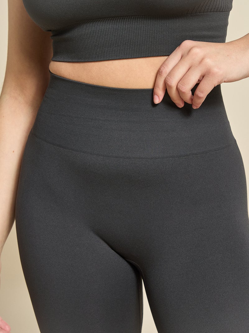 Legging de desporto em rib sem costuras - (ekstract) Preto - Kiabi