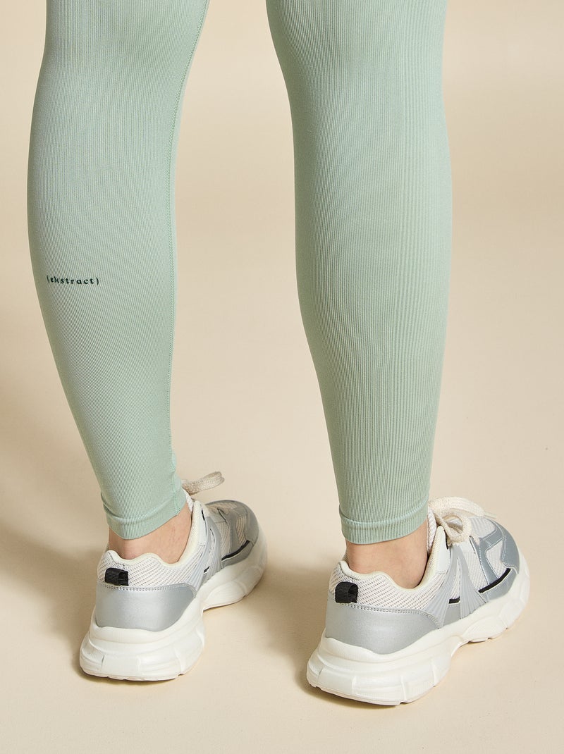 Legging de desporto em rib sem costuras - (ekstract) Verde - Kiabi