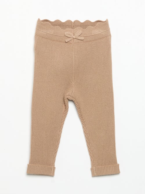Legging de malha com laço na cintura - Kiabi