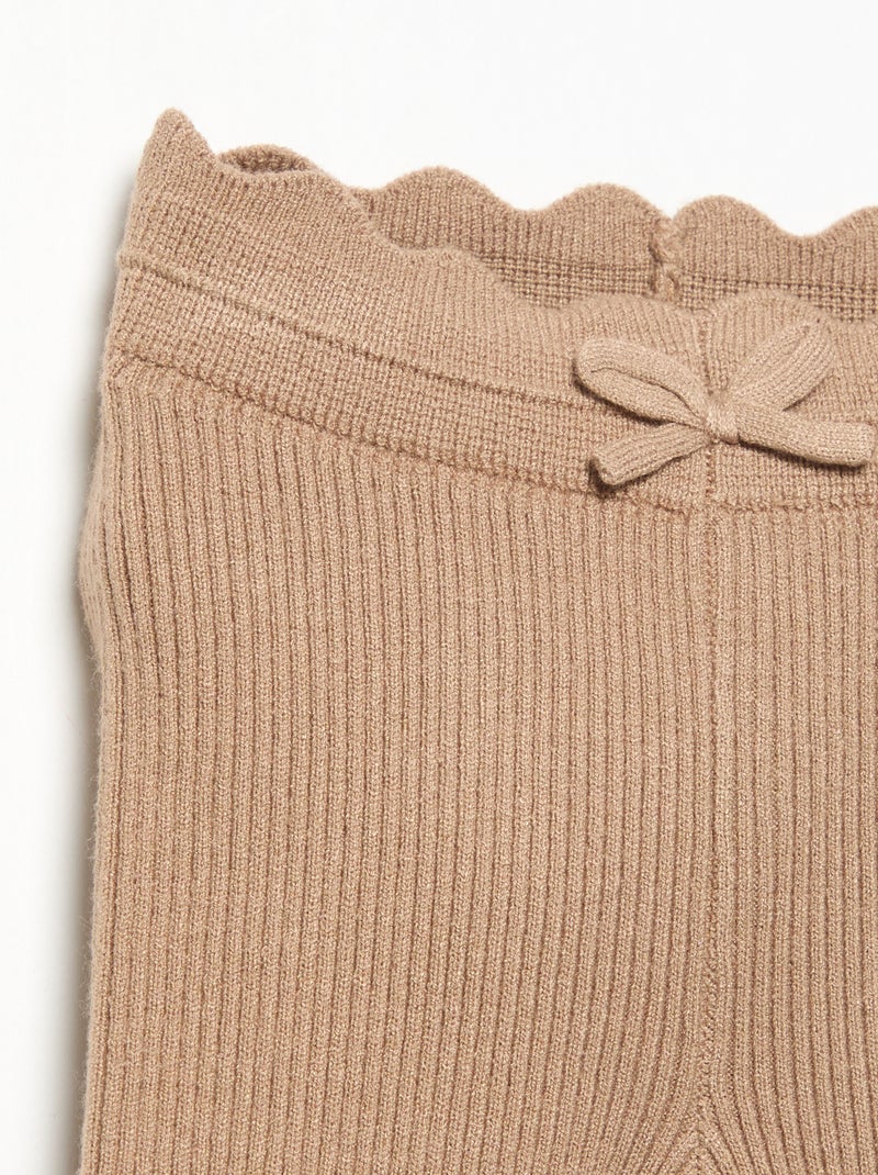 Legging de malha com laço na cintura Castanho - Kiabi