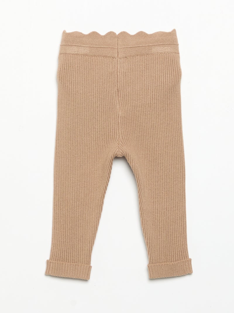 Legging de malha com laço na cintura Castanho - Kiabi