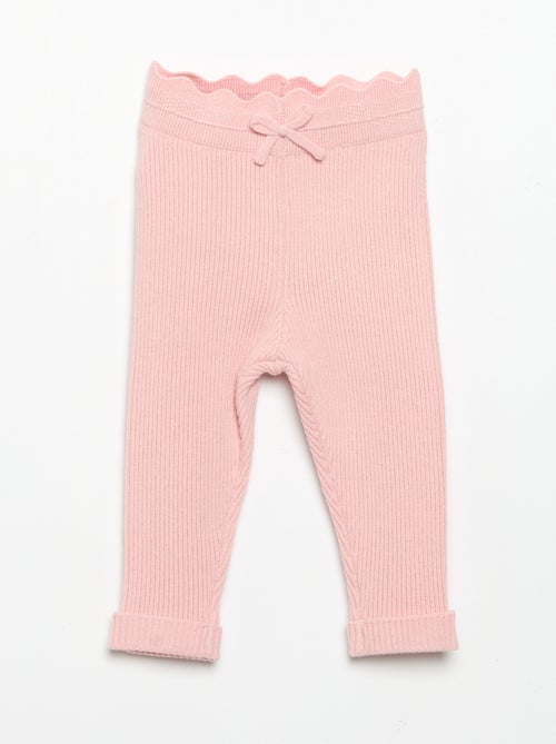 Legging de malha com laço na cintura - Kiabi