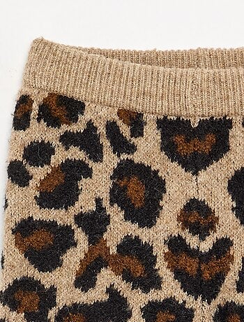 Legging de malha com padrão leopardo