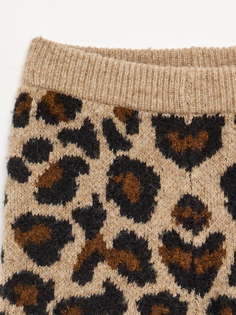 Legging de malha com padrão leopardo Bege - Kiabi