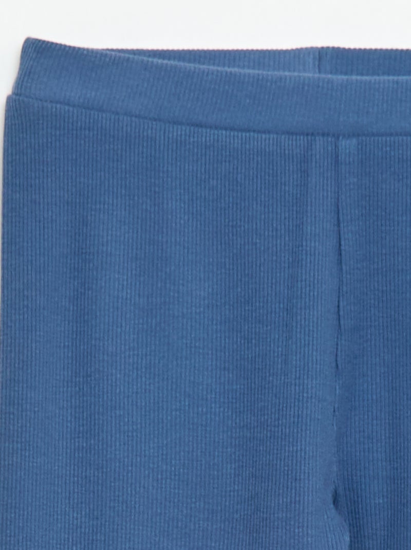 Legging de malha em algodão liso Azul - Kiabi