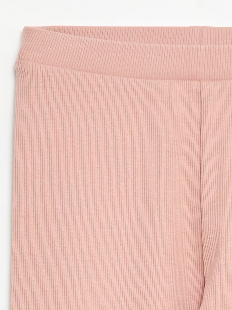 Legging de malha em algodão liso Rosa - Kiabi