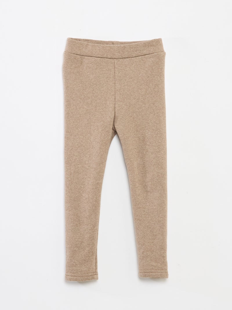 Legging de malha escovada em algodão liso Bege - Kiabi