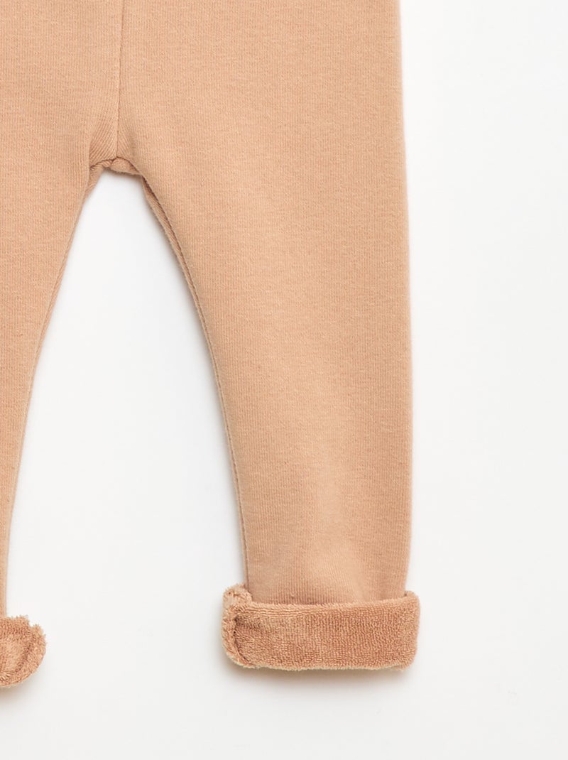 Legging de malha escovada em algodão liso Bege - Kiabi