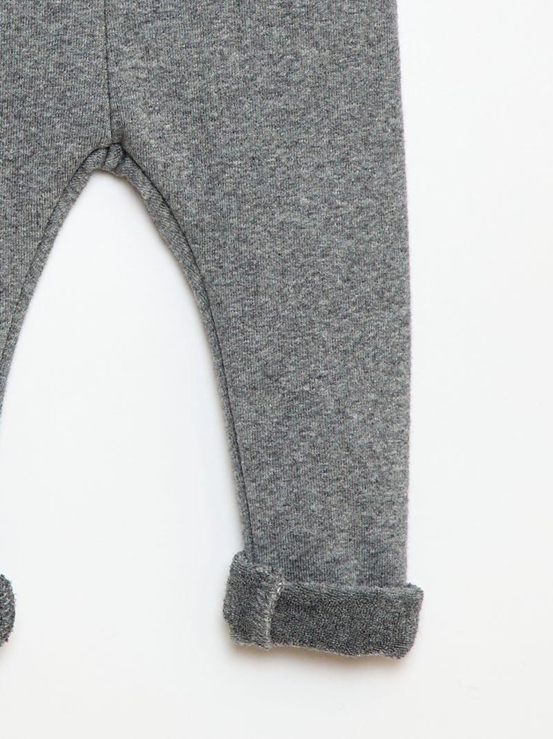 Legging de malha escovada em algodão liso Cinza - Kiabi