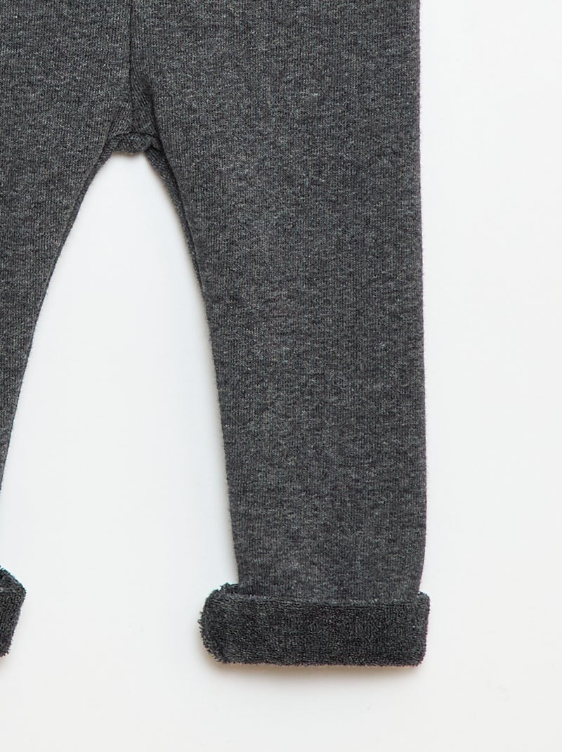 Legging de malha escovada em algodão liso Cinza - Kiabi